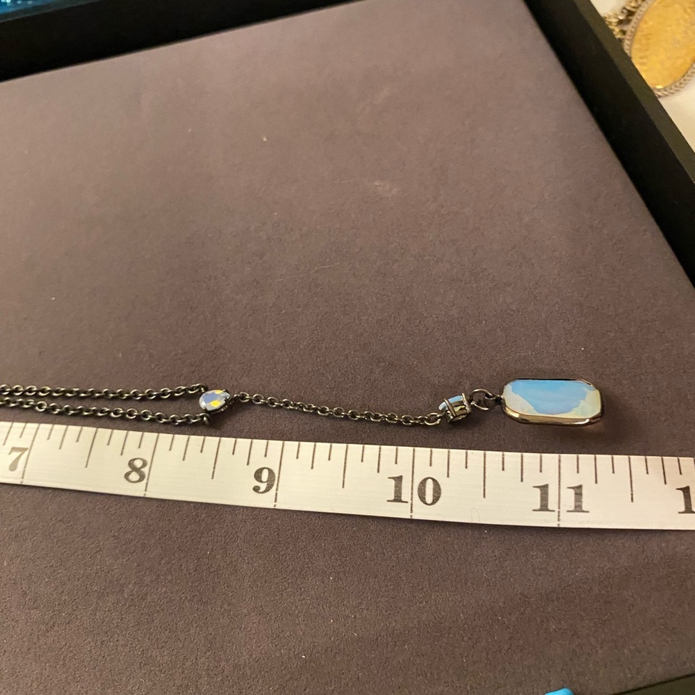 Women's signed Suen Black Chain Lariat Necklace with Opalescent Pendant - Picture 6 of 8